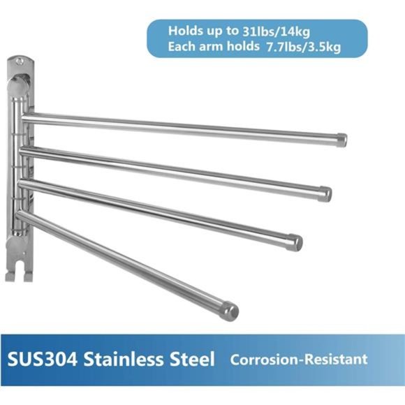 Bathroom Towel Rack  Towel Rack Wall Mounted, SUS304 Stainless Steel Towel Bar - Picture 6 of 7